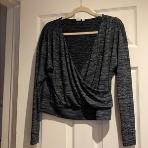 GAP criss cross grey crop long sleeve sweater